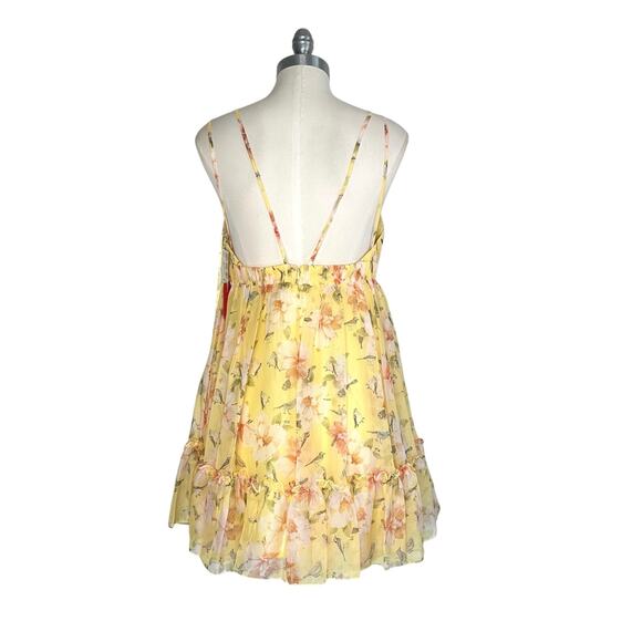 Mac Duggal 70240 Floral Mini Babydoll Dress Empire Waist Yellow - Picture 10 of 12